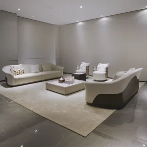 Italian Minimalist Curved Sofa and Armchair Set for Home