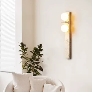 Italian Modern Stone Round LED Glass Creative Home Wall Lamp for Bedroom Foyer Dining Room Lighting Fixture