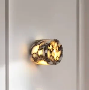 Italian Style High End Light Luxury Cylindrical Marble Decorative Wall Lamp for Living Room LED Light Source