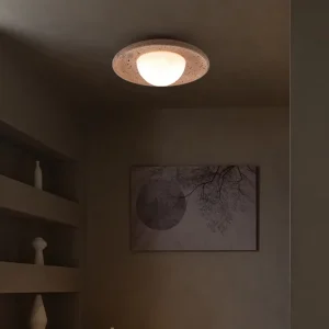 Italian Vintage Stone LED AC Powered Decor Ceiling Light Creative Retro Art Home Lamp Villa Bedroom Foyer Lighting Fixtures