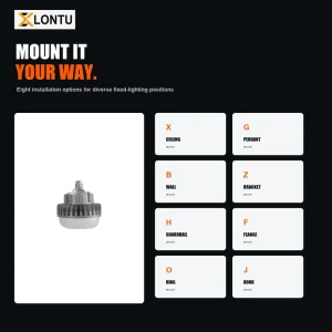 JM7215 Industrial Fixed LED Lamp with Radar Motion Sensor Emergency Backup 30-150W IP66 IK08 WF2 Lighting