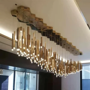 JYLIGHTING Modern Indoor Living Room Staircase Dining Room Decoration Ceiling Pendant Light Luxury Iron Round Tube Chandelier