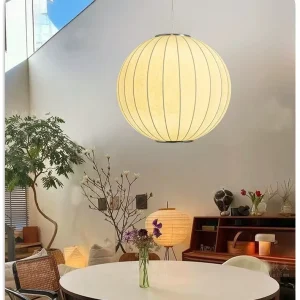 Japanese Wabi Sabi Rice Paper Pendant Light Nordic Minimalist Round Hanging Lamp Living Room Ceiling Lighting
