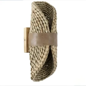 Japanese Wabi Sabi Style Hand Woven Rattan Wall Sconce Lamp with LED Light for Living Room & Bedroom Indoor Decorative Lighting