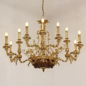 Jewellerytop French Barouque Antique Brass Hanging Pendant Light Hotel Villa Living Room Bronze Chandelier