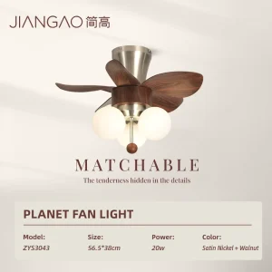 JianGao Optional Ceiling Fan Lamp Flush Mount 3 Globe Glass Lights 20W Multi scene Fan Light for Bedroom Study Balcony Corridor