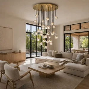 K9 Crystal Raindrop Chandelier Faceted Sphere Cluster Pendant Light Modern Luxury Villa Living Room Custom UL ETL