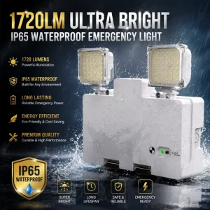 KiNOELA Outdoor School Commercial SMD Rechargeable IP65 Twin Spot LED Emergency Light Emergency Exit Sign ul Listed