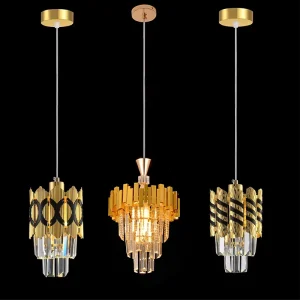 Kitchen Chrome Gold Crystal Chandelier Foyer Hall Entry Way Chandeliers Light Fixture High Ceiling Pendant Lamp