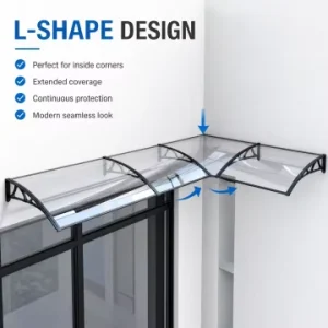L Shape Corner Balcony Patio Awning Polycarbonate Outdoor Canopy