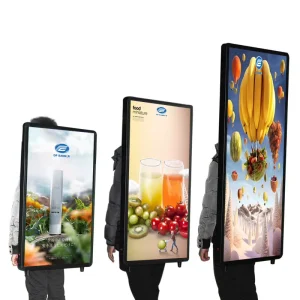 LCD Aluminum Rectangle Backpack Billboard High Brightness LED 1000 Lumens Movable Digital Display Portable Advertising Light Box
