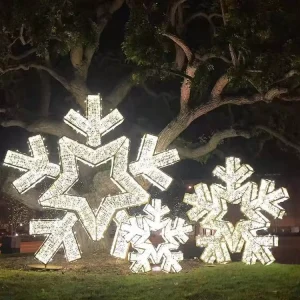 LED 3D Outdoor Snowflake Christmas Halloween Decoration Large Lighting for Shopping Mall Commercial Landscape IP65 Rated