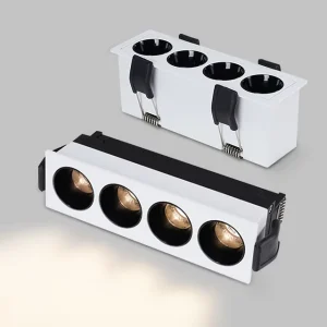 LED 4 Light 12W Embedded Rectangle Long Strip Line Grille Spotlight LED Ceiling Lamp for Living Room