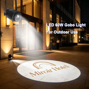 LED 60W Gobo Logo Projector IP65 Waterproof Aluminum Outdoor Advertising Light for Hotel Store Dimmable 2 Year Warranty