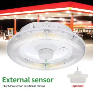 LED Aluminum Canopy Light Polycarbonate Diffuser IP65 Waterproof ETL DLC Certified 5 Year Warranty for Gas Station Parking