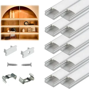 LED Aluminum Profile Channel Kit U-Shape V-Shape With Diffuser for Under Cabinet Shelf Bookshelf Kitchen Linear Light