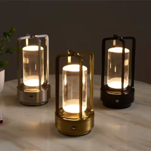 LED Aluminum Table Lamp Rechargeable Portable Touch Indoor Night Light for Bedroom Bedside Restaurant Desk