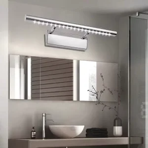 LED Bathroom Vanity Light Fixtures with On Off Switch Chrome Stainless Steel Make Up Wall Mirror Picture Front Lamp