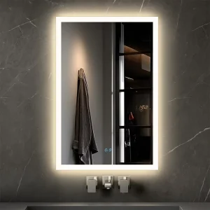LED Bathroom Wall Mirrors 3 Color Temperatures Stepless Dimmable Touch Switch Backlit Frontlit Anti Fog Memory Function Modern