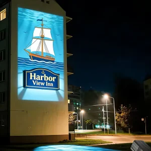 LED Building Projection Light for Hotel and Resort Branding with Custom Logo Wall Sign Gobo Advertising Light Waterproof Outdoor