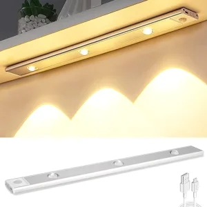 LED Cabinet Lights Under Counter Closet Lights with Motion Sensor USB Rechargeable Cat’s Eye Hill Corrugated Light