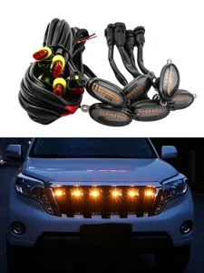 LED Car Grille Light 12 LED Beads Smoked Amber Raptor-Style Fits Trucks SUVs Ford Toyota & More