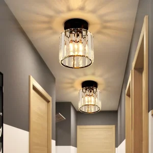 LED Ceiling Lights Crystal Lampshade Black Gold Living Room Bedroom Modern Round Square Decorative Ceiling Lamp E27