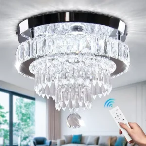 LED Chandelier Dimmable Crystal Ceiling Light Modern Crystal Chandelier Flush Mount Crystal Ceiling Light