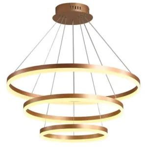 LED Chandelier Modern Minimalist Ring-Shaped Acrylic Living Room Dining Room Hotel Lobby Artistic Golden Pendant 3 Light