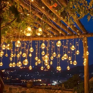 LED Curtain Light Outdoor Camping Star Moon Light Christmas Holiday Room Decoration Votive Ball Curtain Light