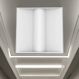 LED Curved Troffer Panel Light Fixture 2x2ft 2x4ft CCT Power Tunable ETL UL5.1 Approved Drop Ceiling Office Induction Center