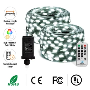 LED Dark Green Wire String Lights Outdoor IP65 Waterproof Garden Holiday Decor Courtyard Low voltage Dimmable