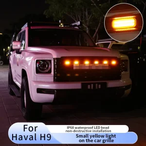 LED Daytime Running Lights with Small Yellow Lights for the Second-generation for Haval H9 Grille