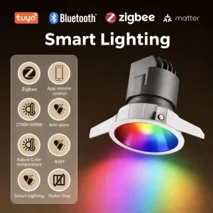 LED Downlight Dimmable Smart Control for Hotel Commercial Recessed Lighting Rgb 4 Inch 6 Inch Dual Zone CEILING Light with Night