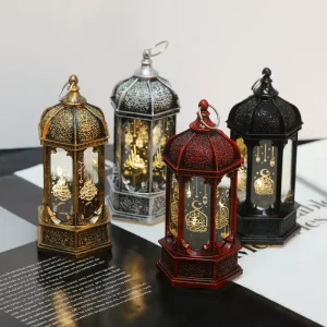 LED Eid Mubarak Light Wind Lamps Ramadan LED Lantern Light Ramadan Mubarak Candle Lantern for Eid Decorations