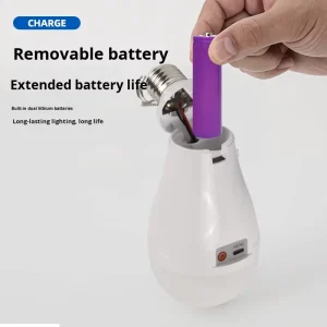 LED Emergency Bulb Detachable Dual Battery Rechargeable Design Night Market Household Use