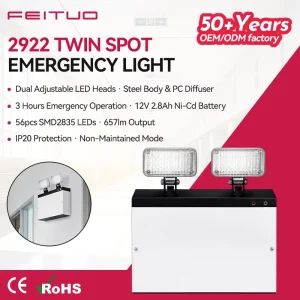 LED Emergency Light Double Head Emergency Light for Warehouse Factory Office Emergency Lighting System