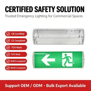 LED Emergency Light with Ministry of Transport Logo with 3-Hour Operating Time Fire-resistant Electrically Resistant