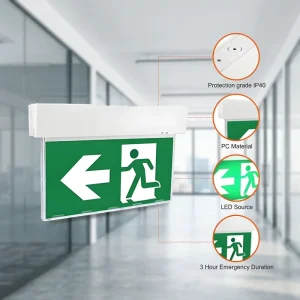 LED Exit Sign Emergency Light with 3-Hour Backup Li-ion Battery IP20 Cold White Exit Sign Emergency Light