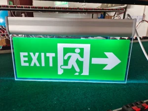 LED Fire Emergency Exit Sign Light Rechargeable Indoor Use Aluminum & Acrylic Material 3 Hours Backup