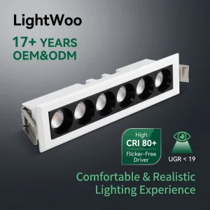 LED Grille Light Linear Ceiling Lamp UGR10 Low Glare Deep Baffle Embedded for Library Multi Headed Down Spot Light