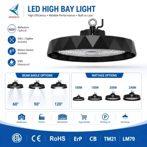 LED High Bay Light 100W 240W IP65 5 Year Warranty Multi-Color Temperature Industrial Lighting for Workshop