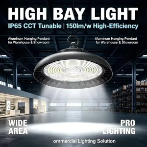 LED High Bay Light IP65 CCT Tunable High-Efficiency 150lm/W Aluminum Hanging Pendant Warehouse Showroom Lights