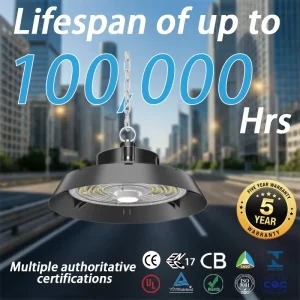 LED High Bay Light Motion Sensor 3CCT Power Adjustable IP65 Waterproof Industrial Warehouse Lighting