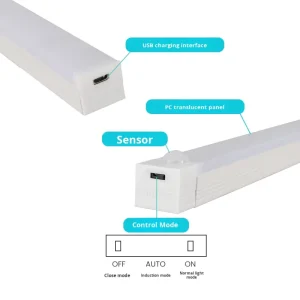 LED Human Body Sensor Light Strip Magnetic Suction Night Light for Wardrobe Cabinet USB Wireless Rechargeable Light