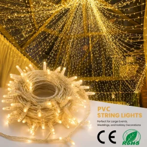 LED IP67 Waterproof Curtain Drape String Light Warm Glow 3000K Indoor Outdoor Restaurant Mall Living Room Christmas Large Event
