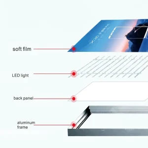 LED Light Box Drawing Ultra Thin Aluminum Alloy Frame Hanging Rectangle Wall Mounted Illuminated Billboard Tempered Glass Poster