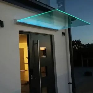LED Light Outdoor Patio Roof Terrace Sun Canopy Awning Building Black Aluminum U Channel Balcony Glass Window Door Canopy