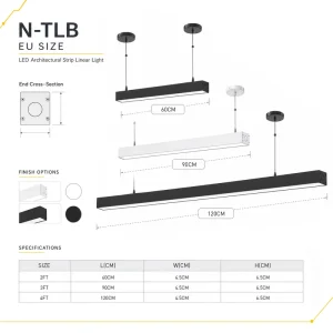 LED Linear Lighting Fixture 130lm/W CCT Power Selectable ETL DLC 5.1 Surface Mount for Parking Garage Lighting