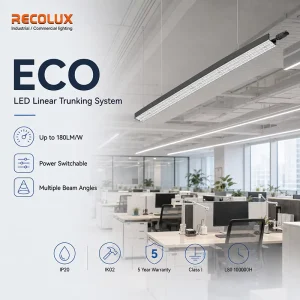 LED Linear Trunking System 180LM/W Commercial Light ECO IP20 Rated Dimmable for Office Projects